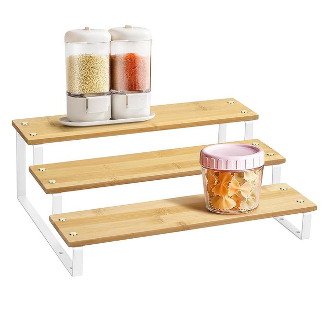 Lonian 3 Tier Spice Rack Organizer, Countertop Step Shelf Spice Storage Holder for Kitchen Cabinet Cupboard Pantry, Metal, Black