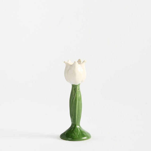 Carved Tulip Taper Holder 6.5"