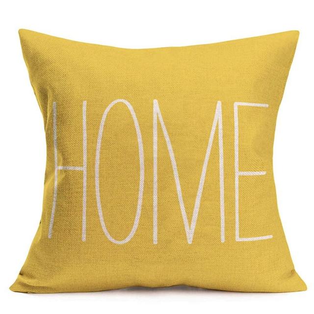 Aremetop Yellow Home Quote Farmhouse Pillow Covers Cotton Linen Home Decor Cushion Case 18x18 Inches Square Zipped Pillowcases Home Sweet Home Housewarming Gifts New Home Gifts (Home, 18''x18'')