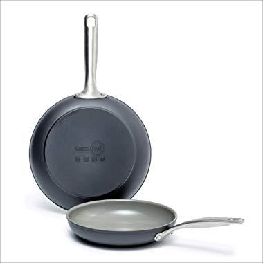 GreenPan Chatham Ceramic Non-Stick Open Frypan Set, 8" and 10", Grey - CC000125-001
