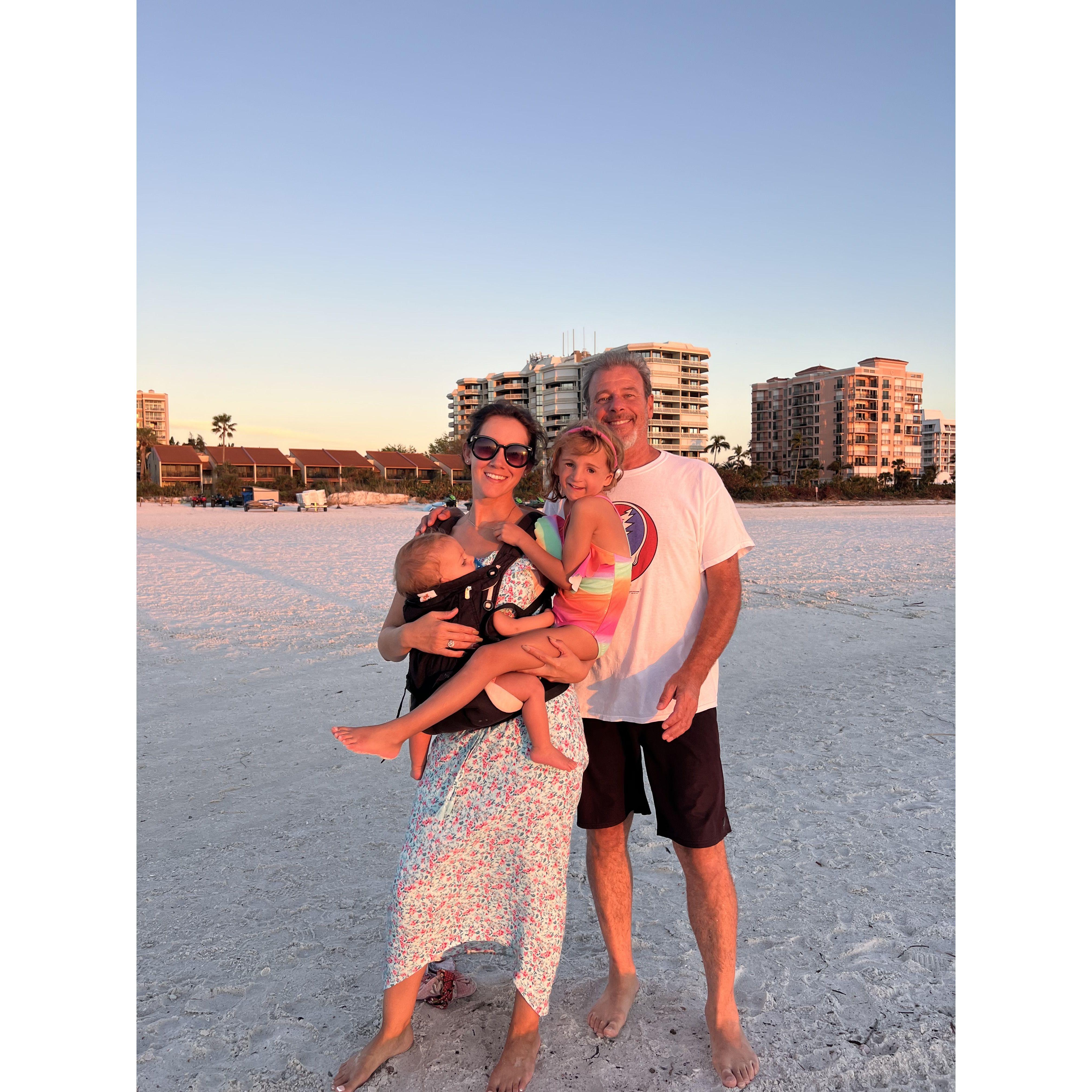Our little family in Marco Island last October. This is the beach where we will say our vows exactly one year later. We spent every evening of our vacation here, enjoying the sunset and good company.