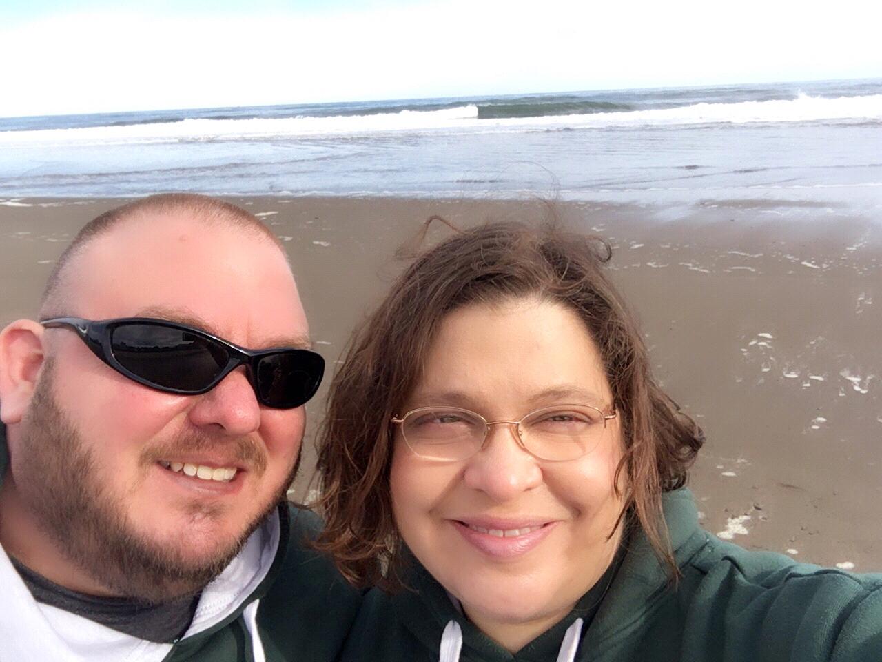 This was taken at the beach, right after we got engaged
