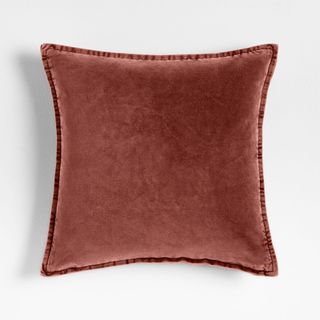Relaxed Washed Organic Cotton Velvet Throw Pillow Cover