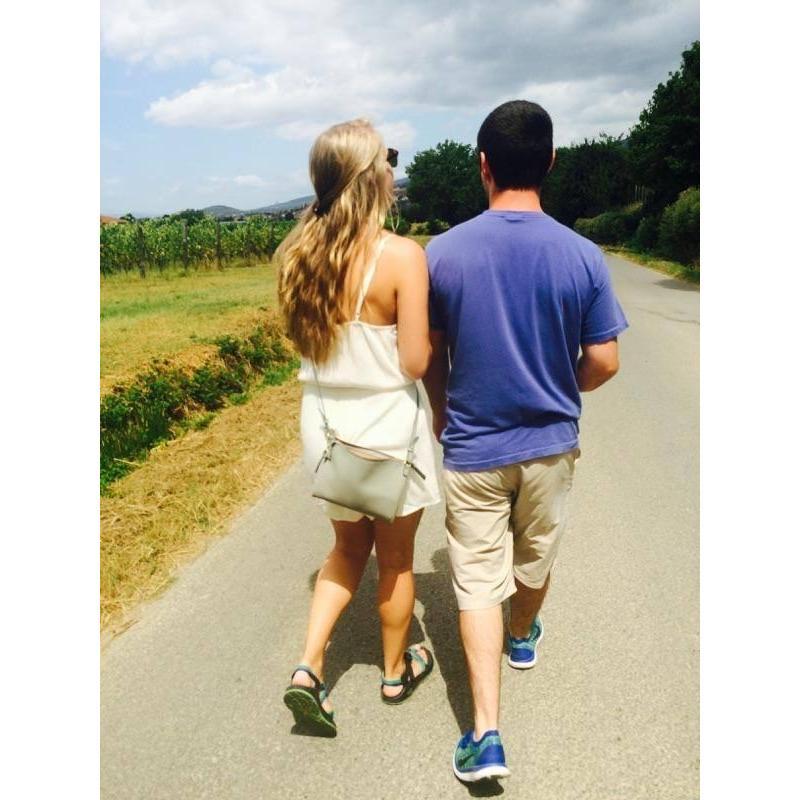 At the end of our study abroad trip in Italy, walking back from a wine tasting (included in the study program) in Tuscany.