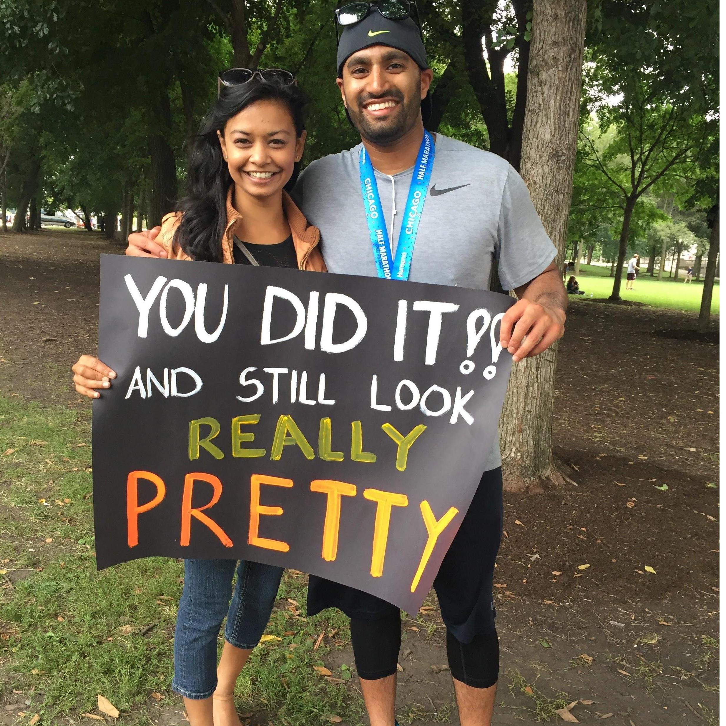 This was the start of Khushboo cheering on Akhil at the different races he signs up for. Let's see if we can get her to sign up one day...