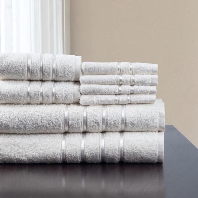 8pc Plush Cotton Bath Towels Set White - Yorkshire Home