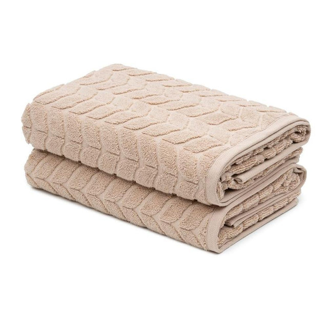 BAGNO MILANO Turkish Cotton Ultra-Soft Plush Absorbent Quick Dry Bathroom Towel Set, Made in Turkey (Sand Beige, 2 pcs Bath Towel Set)
