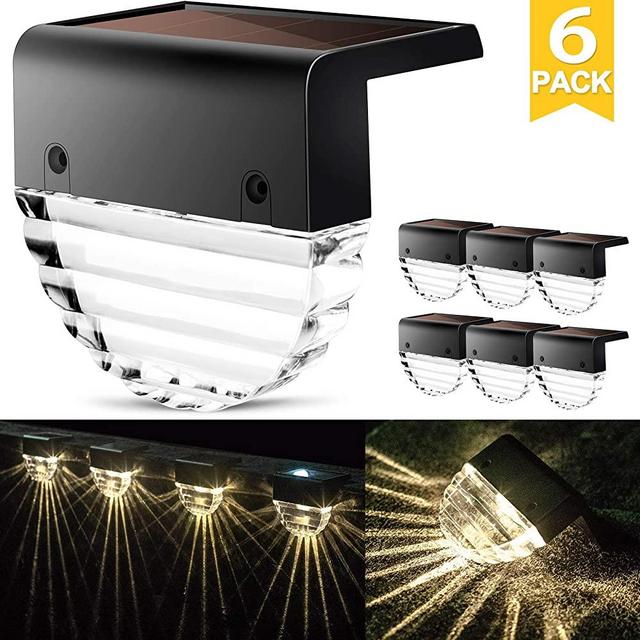 Solar Deck Lights, Outdoor Lighting Backyard Decor Outside Step Lights Garden Post Fence - 6 Pack