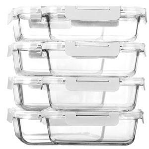 [8-Pack,30 oz]Glass Meal Prep Containers,MCIRCO Glass Food Storage Containers,Airtight lunch Containers with Lids, Microwave, Oven, Freezer and Dishwasher, White