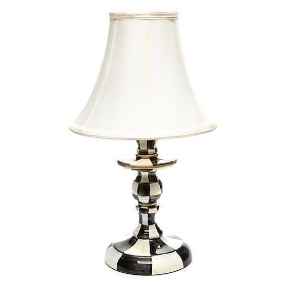 MACKENZIE-CHILDS Candlestick Lamp, Decorative Lamp for Living Room or Bedroom, Black-and-White Courtly Check