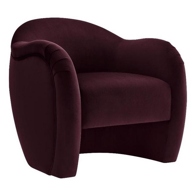 Modway Compose Barrel Chair with Performance Velvet Fabric in Mulberry – Upholstered Accent Armchair with Curved Backrest – Cozy Lounge Chair for Reading – Round Comfy Single Sofa Club Chair