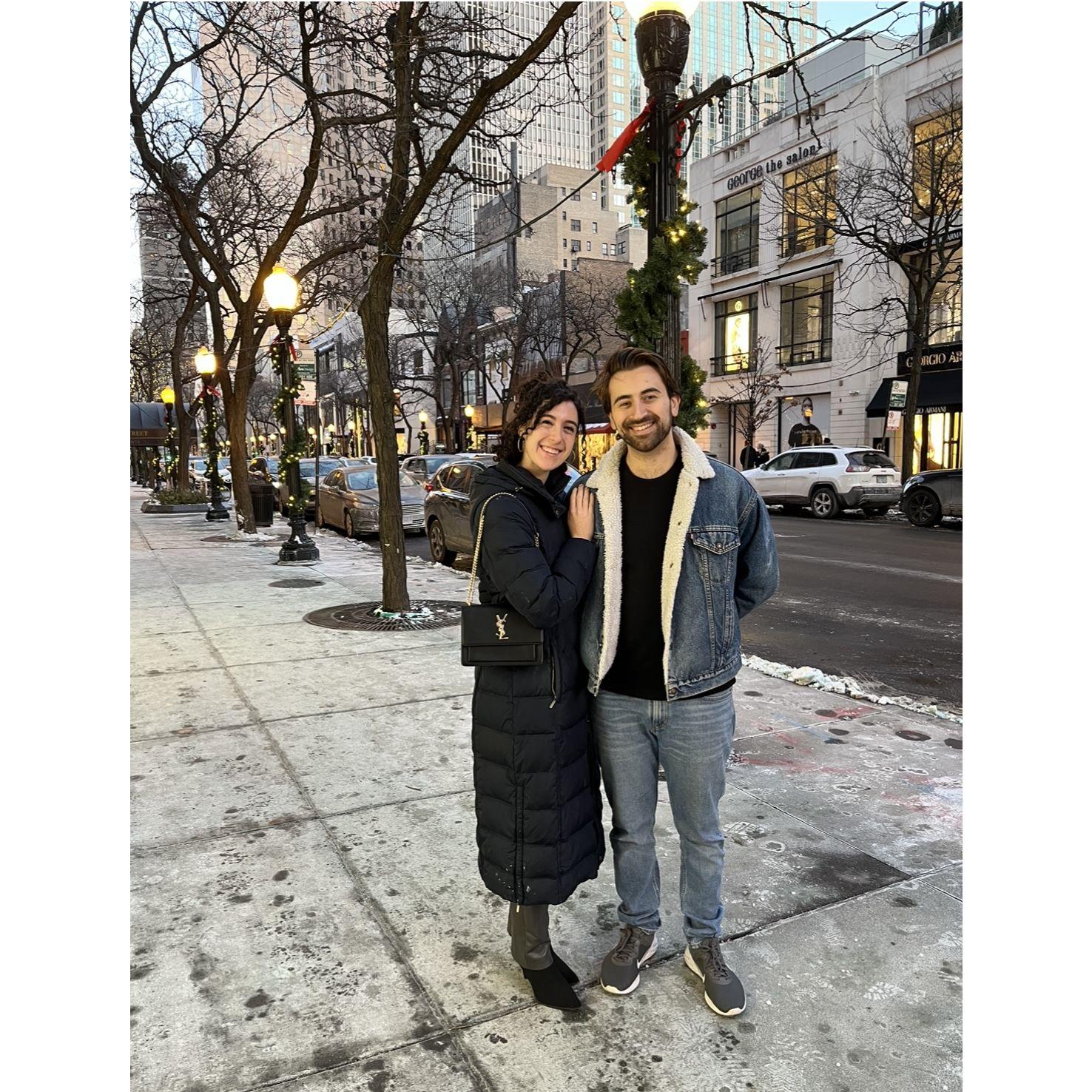 Bracing the Chicago winter together.