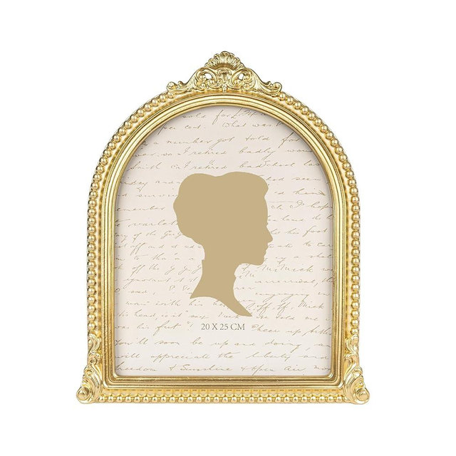 AELS 8x10 Inch Vintage Beaded Picture Frame, Elegant Antique Arched Photo Frames with Glass Front, Photo Display, Tabletop Wall Hanging, Gift Ideas, Golden
