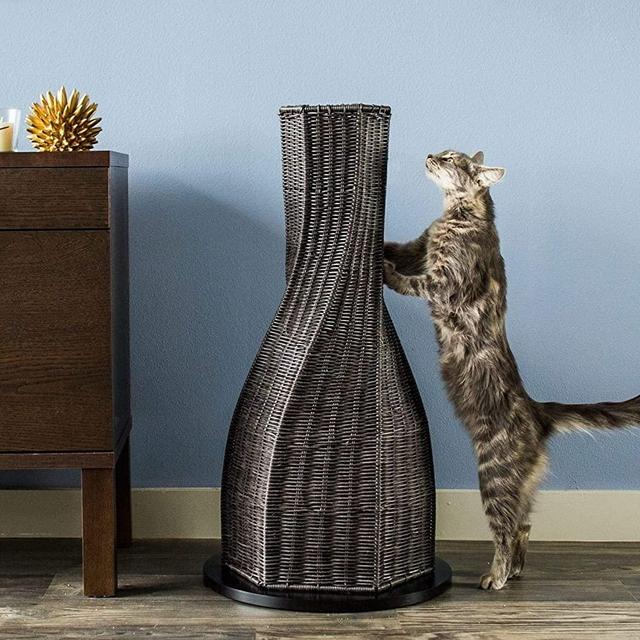THE REFINED FELINE Everlasting Calypso Cat Clawing Scratcher, Durable Tall Cat Scratching Post, Furniture for Cats and Kittens