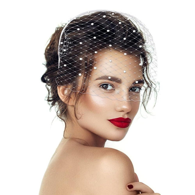 Lusofie Mesh Veil Headband 1920s Headpiece for Women Bridal Wedding Tea Party Fascinator Veil for Women