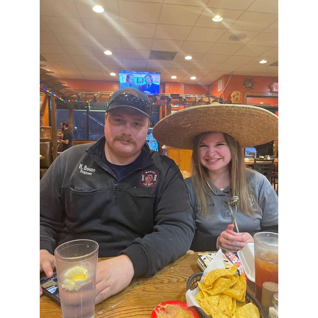 My 23rd Birthday Dinner at Las Salsa with Hudson and his Marion FD shift after I had left work at the 911 Center.