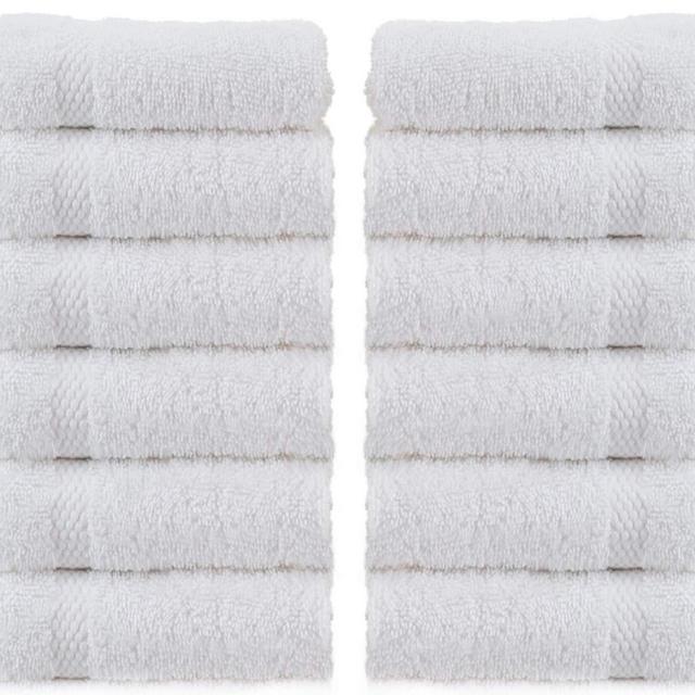 WhiteClassic Luxury Washcloths for Bathroom-Hotel-Spa-Kitchen - Circlet Egyptian Cotton - Highly Absorbent Hotel Quality Face Towels - Bulk Set of 12 - White
