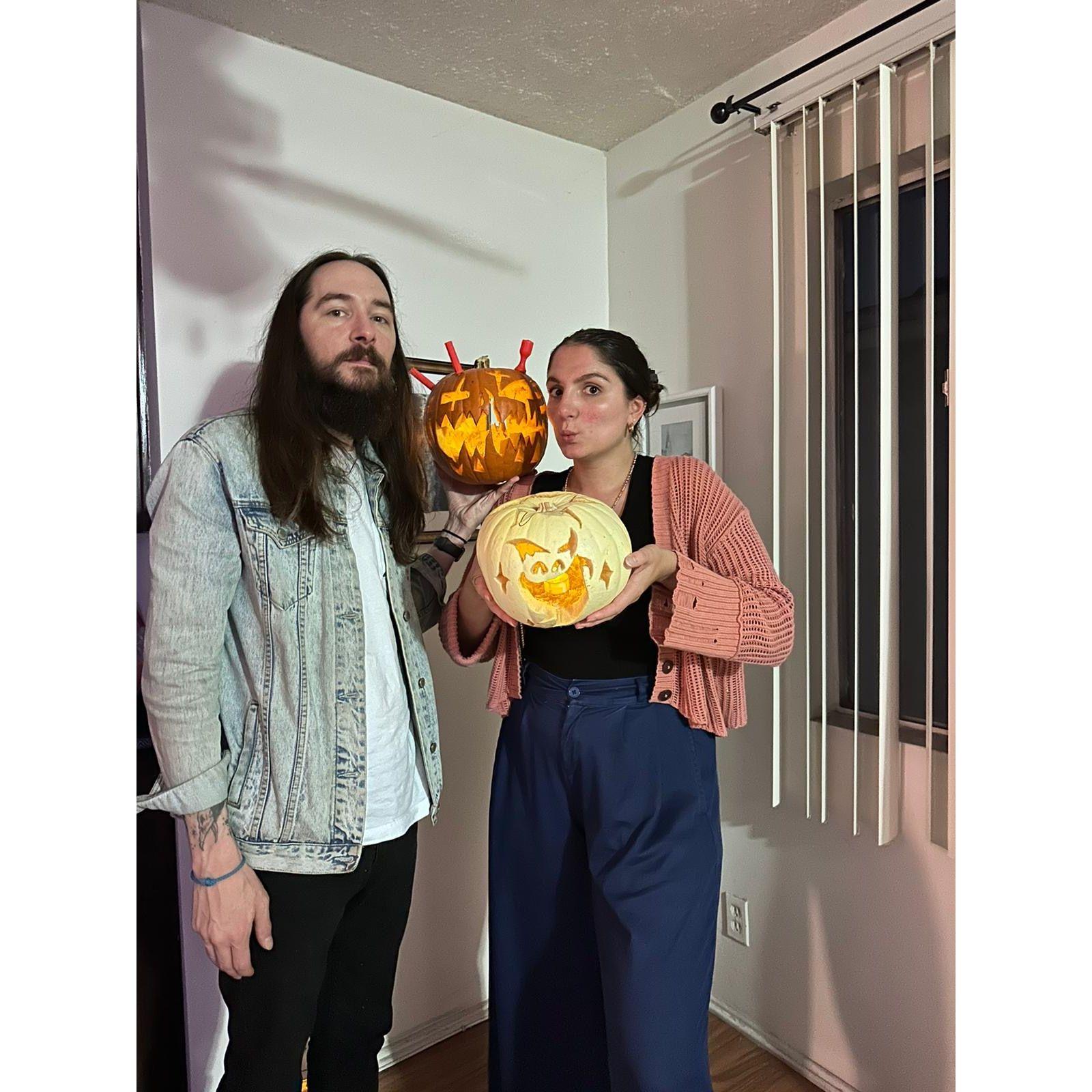 When we somewhat successfully carved our first pumpkin together