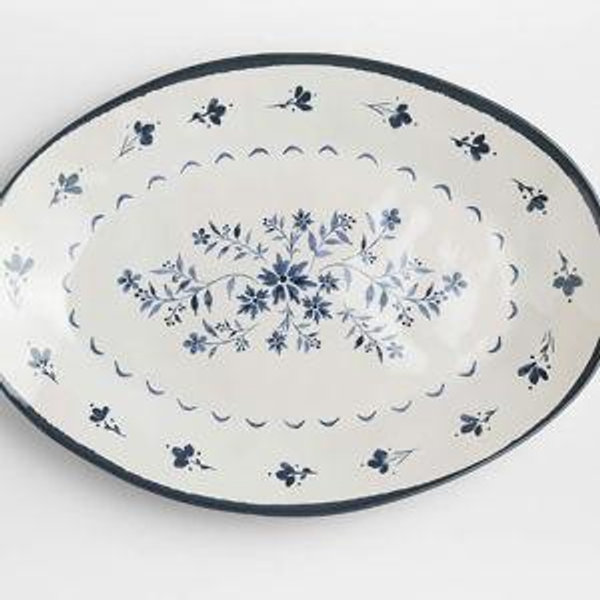 Marin White Stoneware Small Oval Serving Platter
