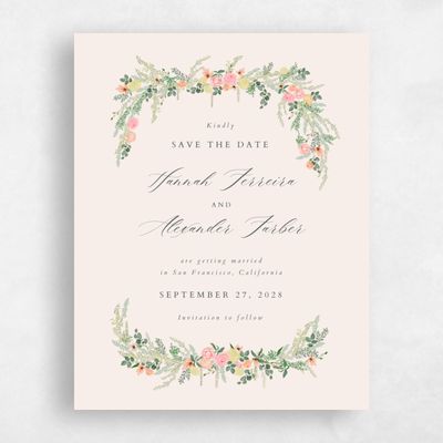 Linen, Beige Wedding Save the Date - Dinan Portrait