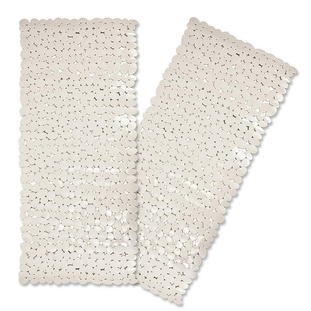 Bathtub Mat Non Slip 2 Pack, 35 x 16 Inches Pebble Shower Mat with Suction Cups and Drain Holes, Bath Mat for Shower,Bathroom tub (Beige)