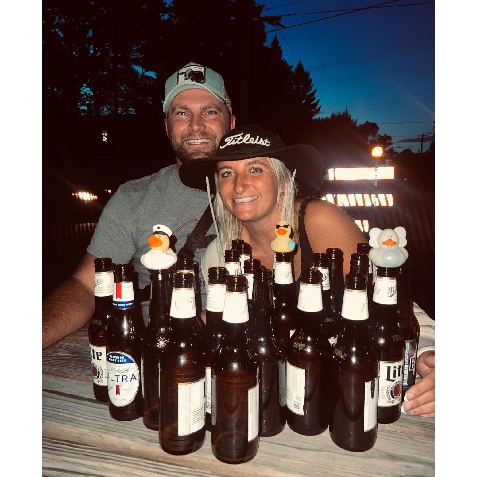 Our first photo together... We LOVE Miller Lite