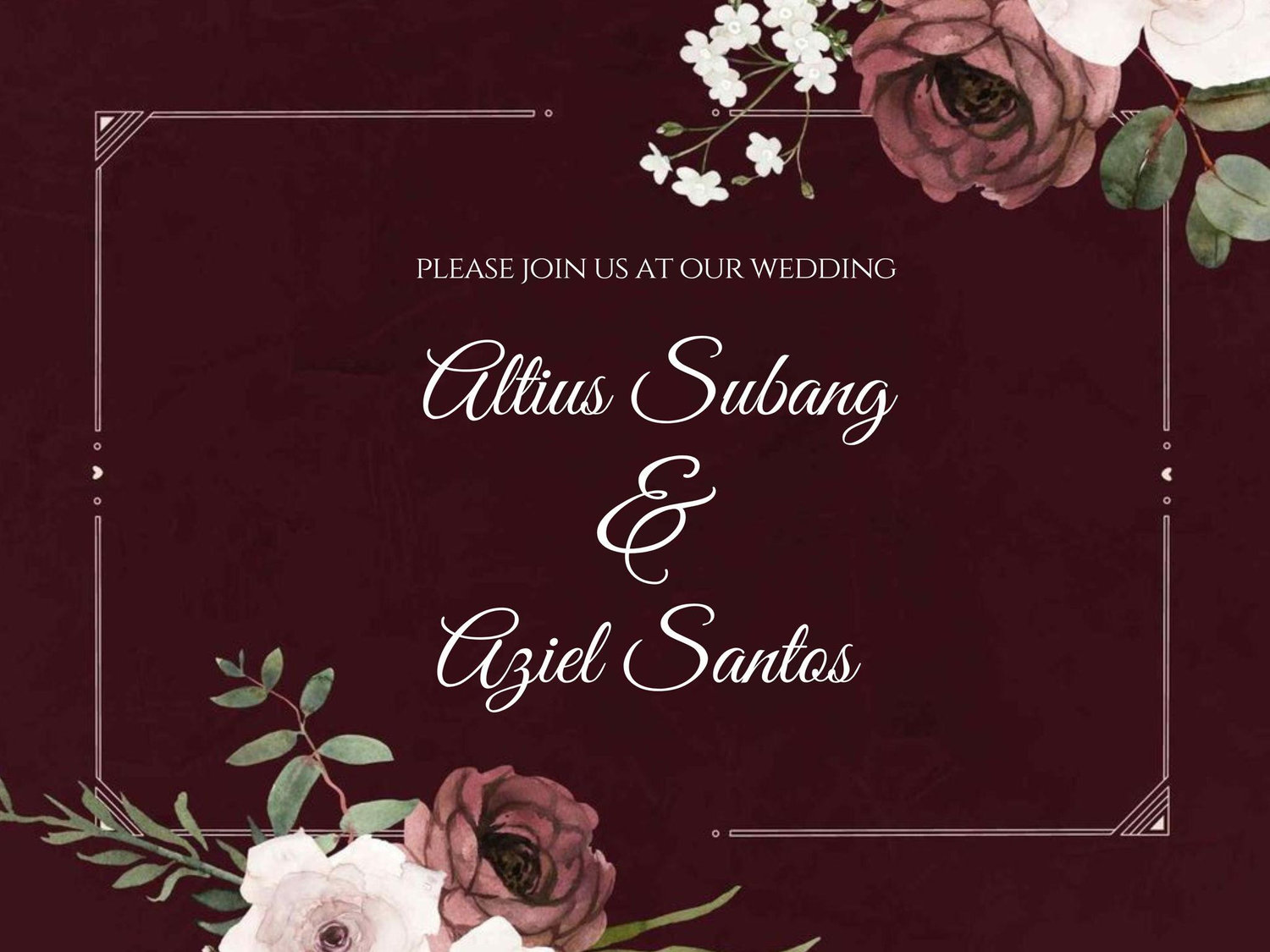 The Wedding Website of Altius McCoy Subang and Aziel Rea Santos