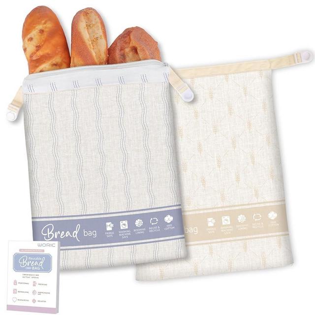Reusable Bread Bags for Homemade Bread, 2 Packs XL Beeswax Bread Bags for Sourdough Cotton Storage Bread Bags Large Sourdough Bread Bags Baking Supplies Freezer Fresh Keeping