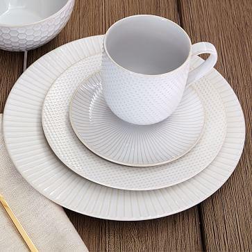 Textured Dinnerware, Set of 16, White