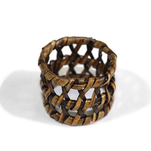 Rattan Napkin Rings, Antique Brown, Set of 12