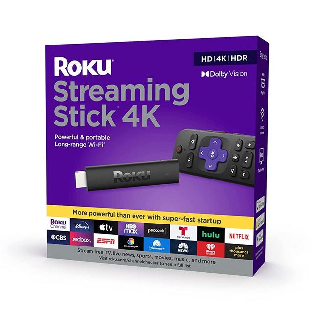 Roku Streaming Stick 4K 2021 | Streaming Device 4K/HDR/Dolby Vision with Roku Voice Remote and TV Controls