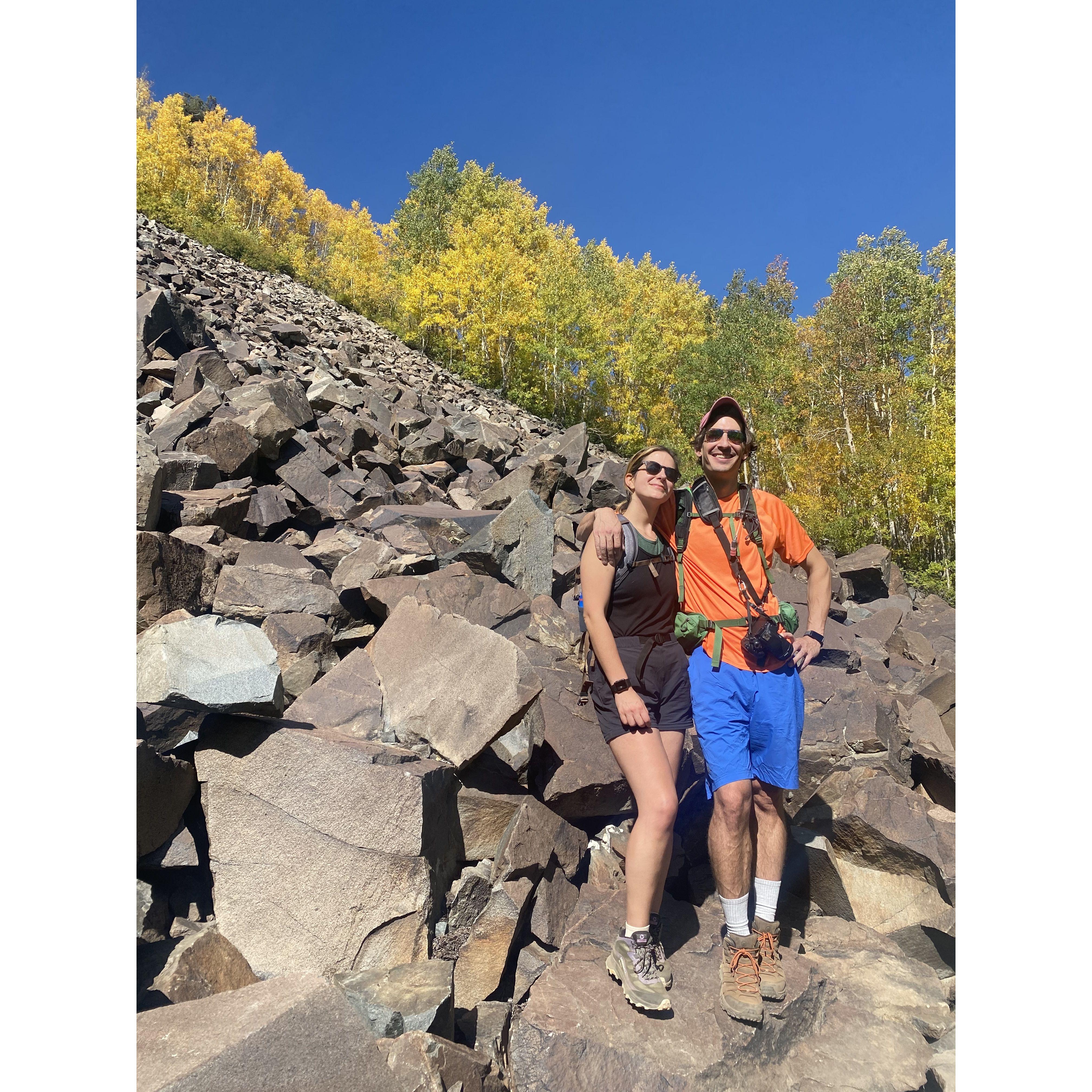 Our first hike together, in Park City, Utah, the day of Jessie and Brandon's wedding, where Nick had his first meeting with the Climbies, and "Snowbirdies".