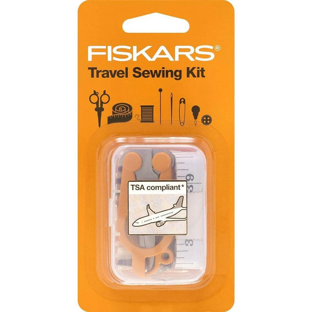 Fiskars Sewing Kit, Travel Sewing Supplies, 27 Piece,Orange