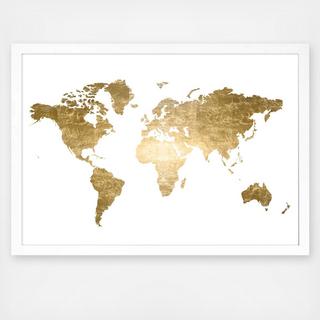 Hipster Mapa Mundi Gold Foil Framed Art