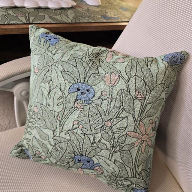 Odd Leaves Oddish Woven Throw Pillow | Botanical Cozy Gaming Home Decor | Poke mon Aesthetic Home Decorations | Anime Tapestry Throw