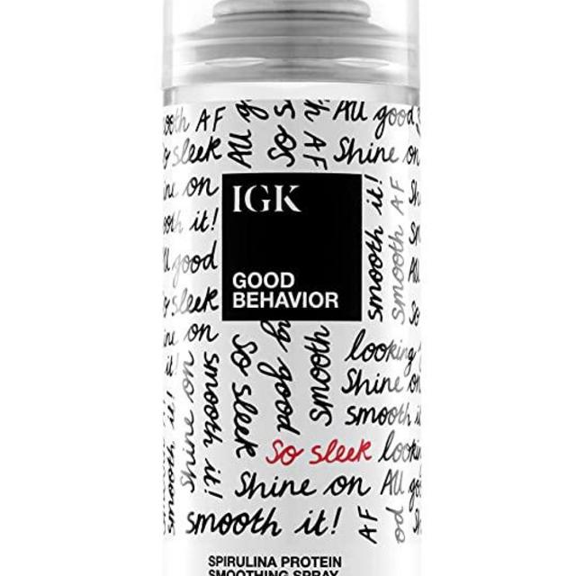 IGK GOOD BEHAVIOR Spirulina Protein Smoothing Spray | Keratin Like Treatment + Frizz Control + Heat Protectant | Vegan + Cruelty Free |