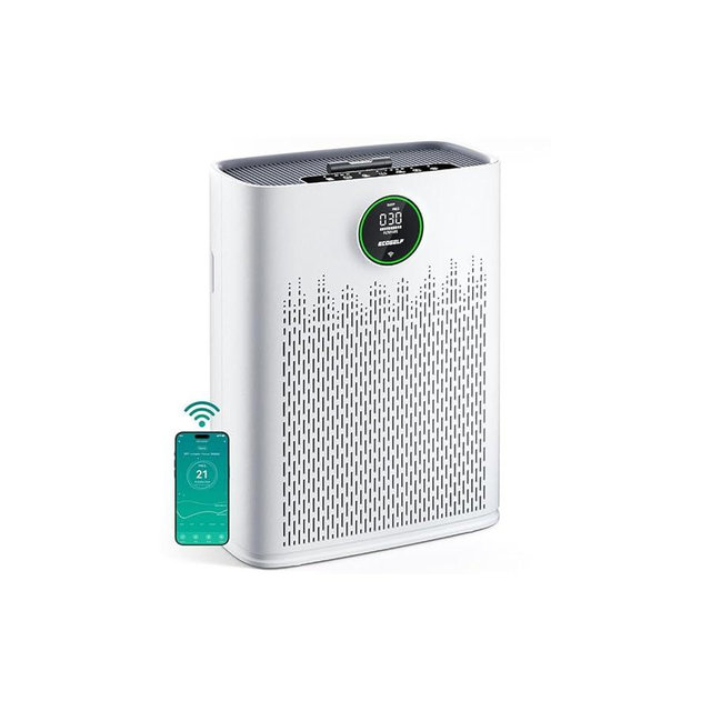 ECOSELF Smart Air Purifier for Home Large Rooms, with WiFi Control, Covers Up to 2400 Ft², Smart Mode, AQI Display, 22dB Sleep Mode & Aromatherapy with 2X-Power Filtration, HAP603WF, White