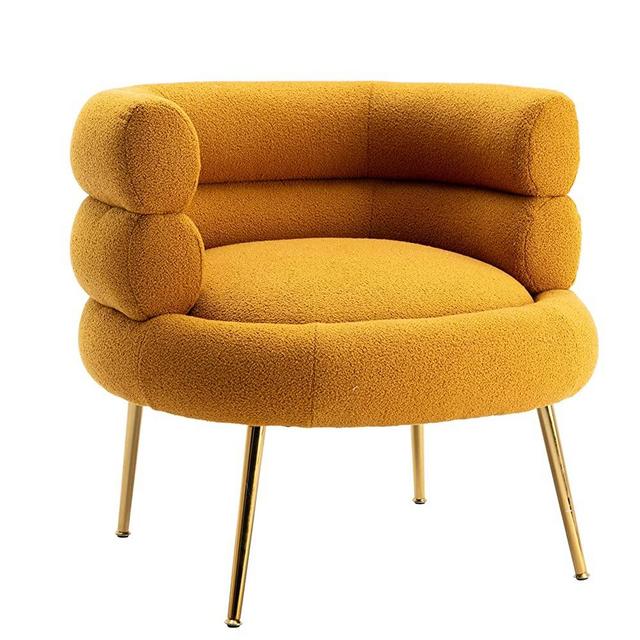 Dolonm Modern Accent Chair for Living Room Upholstered Club Chair Single Sofa with Metal Legs Fabric Reading Side Arm Chair for Bedroom Dorm (Mustard Yellow)