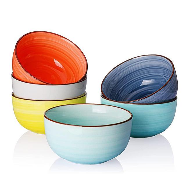 Sweese 144.002 Porcelain Bowls - 10 Ounce for Ice Cream Dessert, Small Side Dishes - Set of 6, Multicolor, Hot Assorted Colors