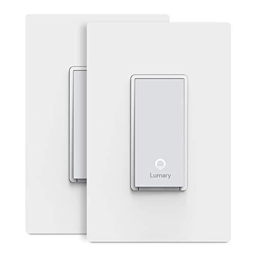 Lumary Smart Wi-Fi Light switch, Single Pole/3-Way/4-Way Decorator Wall Switch Compatible with Alexa and Google Assistant , 4 Wires Only, FCC and ETL Listed - 2 Pack