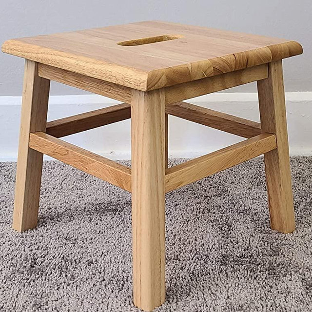 eHemco Hardwood Footstool in Natural-12