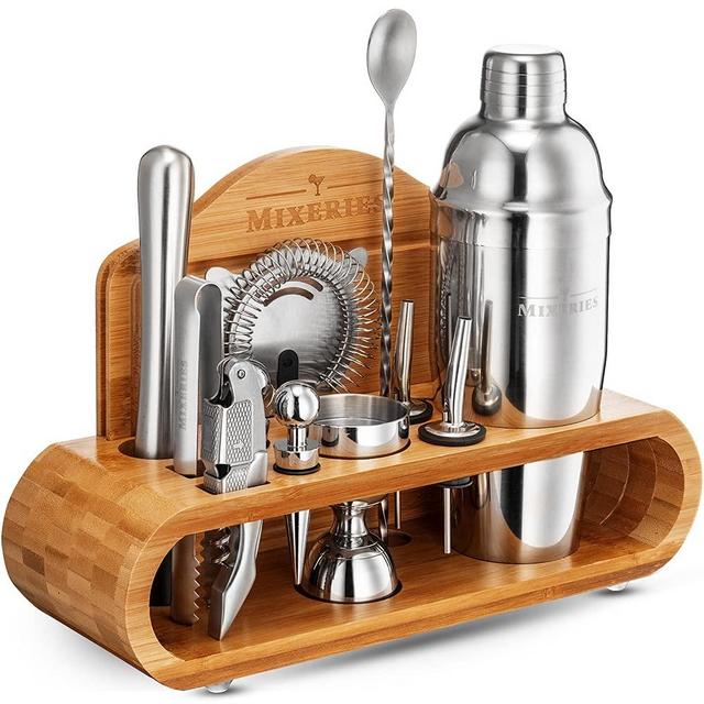 Mixology Bartender Kit With Stand - 19 Piece Bar Set Cocktail Shaker Set, Drink Mixer Set For Home Bar With All Bar Accessories - Bar Tool Set, Cocktail Kit, Mixology Set, Bar Kit.