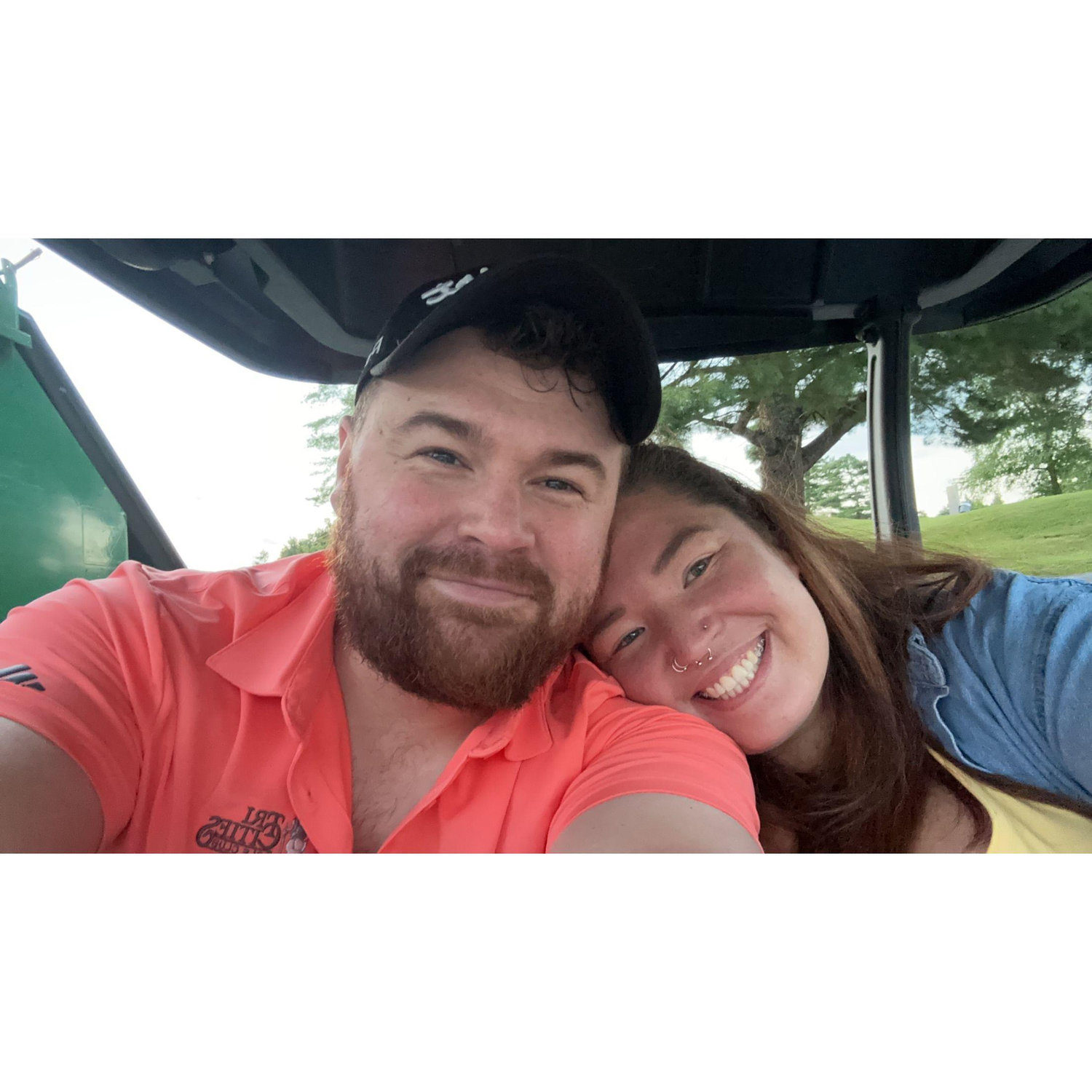 Going around the golf course when Liv visited Dallas at work