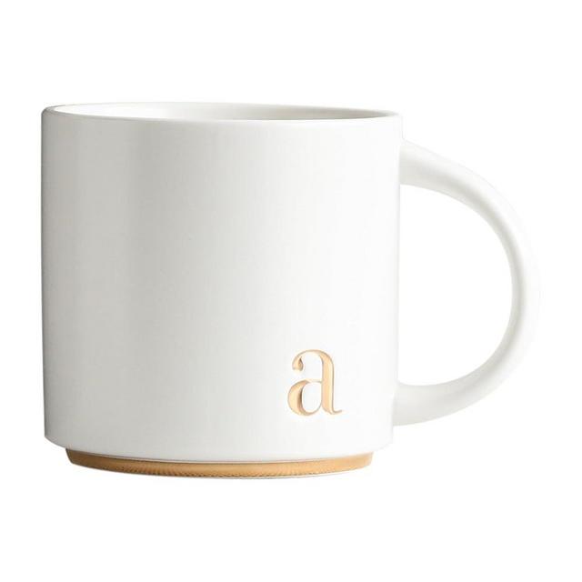 COLLECTIVE HOME - Monogram Ceramic Mugs, 15 oz Golden Initial Coffee Cups, Elegant Alphabet Tea Mugs, Elegant Personalized Mug with Gift Box, Luxurious Cups for Office and Home (a)