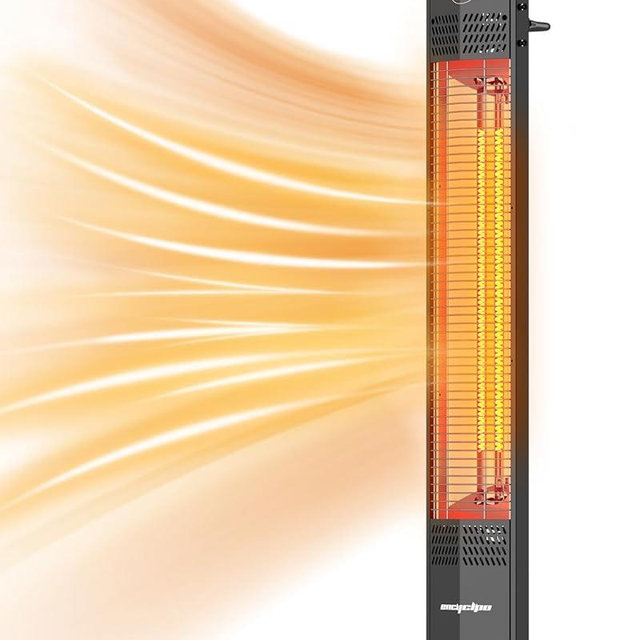 Encyclpo Patio Heater for Outdoor Use,1500W Infrared Heater, 36 in Portable Tower Heater, 3 Heat Levels, IPX5 Waterproof, Tip-Over&Overheat Protection for Garage, Indoor, Large Room, Backyard, Home