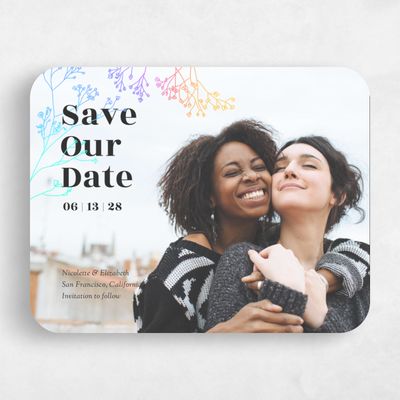 Black Rounded Wedding Save the Date - Reverie Portrait