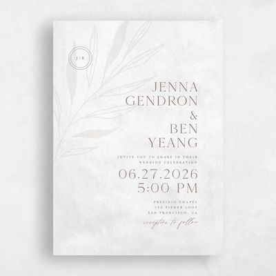 Smoke, Grey Wedding Invitation - Castille Portrait