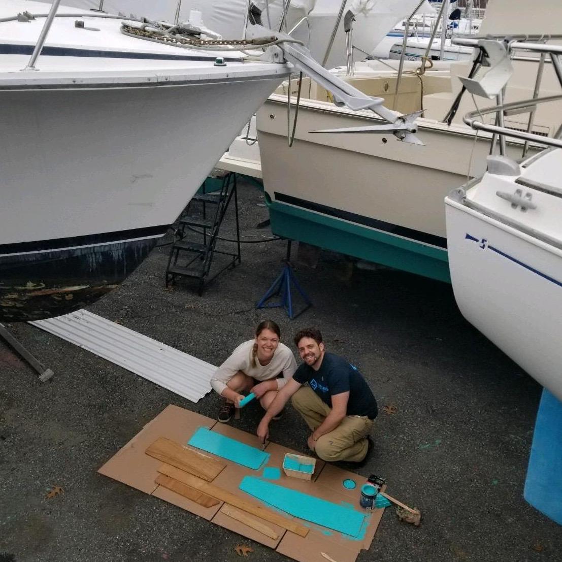 Working on Chris' boat, "Aunty Es"