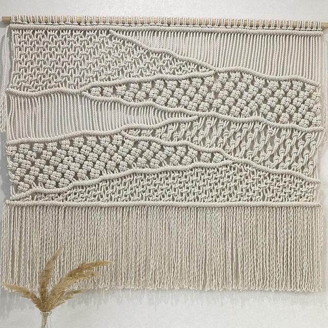 Extra large macrame wall hanging boho woven tapestry king headboard rustic home decor textile wall art decoration abstract bohemian