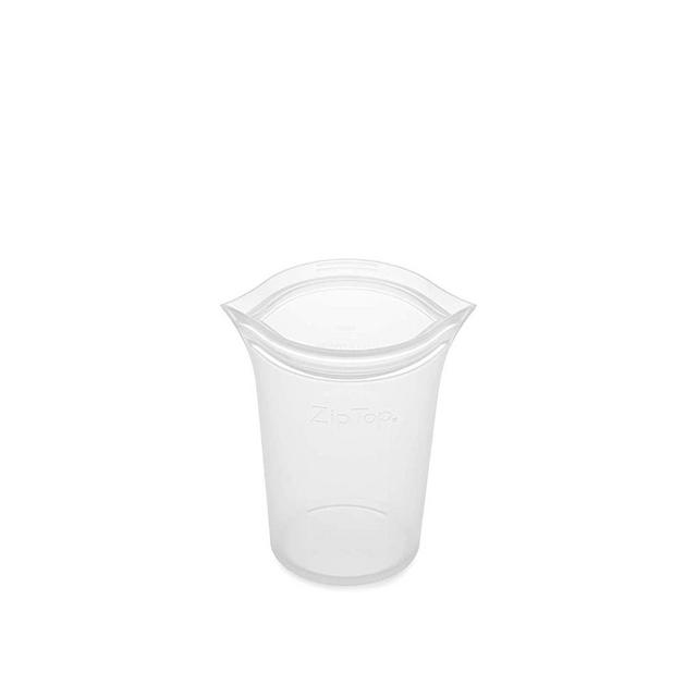 Zip Top Reusable 100% Platinum Silicone Container, Made in the USA - Small Cup - Frost